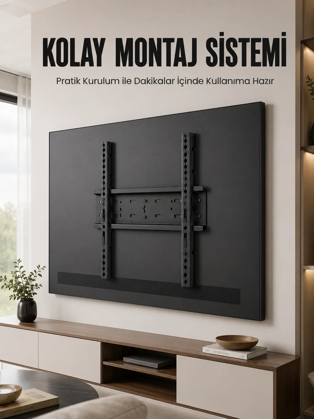 Mey İthalat® 50-95 İnç Sabit TV Duvar Askı Aparatı Güçlü Çelik Gö