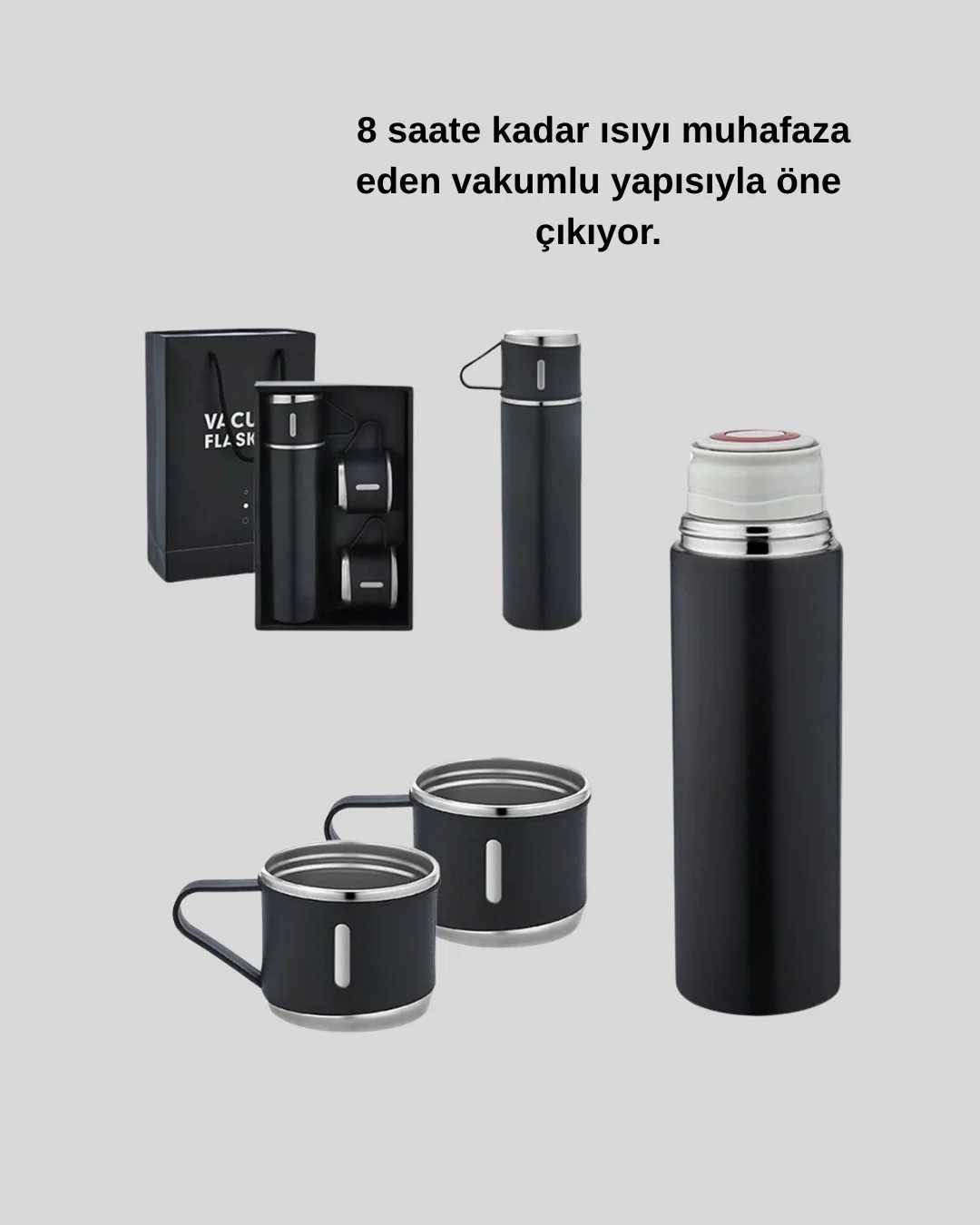 Mey İthalat® 500 ml Vakumlu Termos – Çift Kat Paslanmaz Çelik, Sı