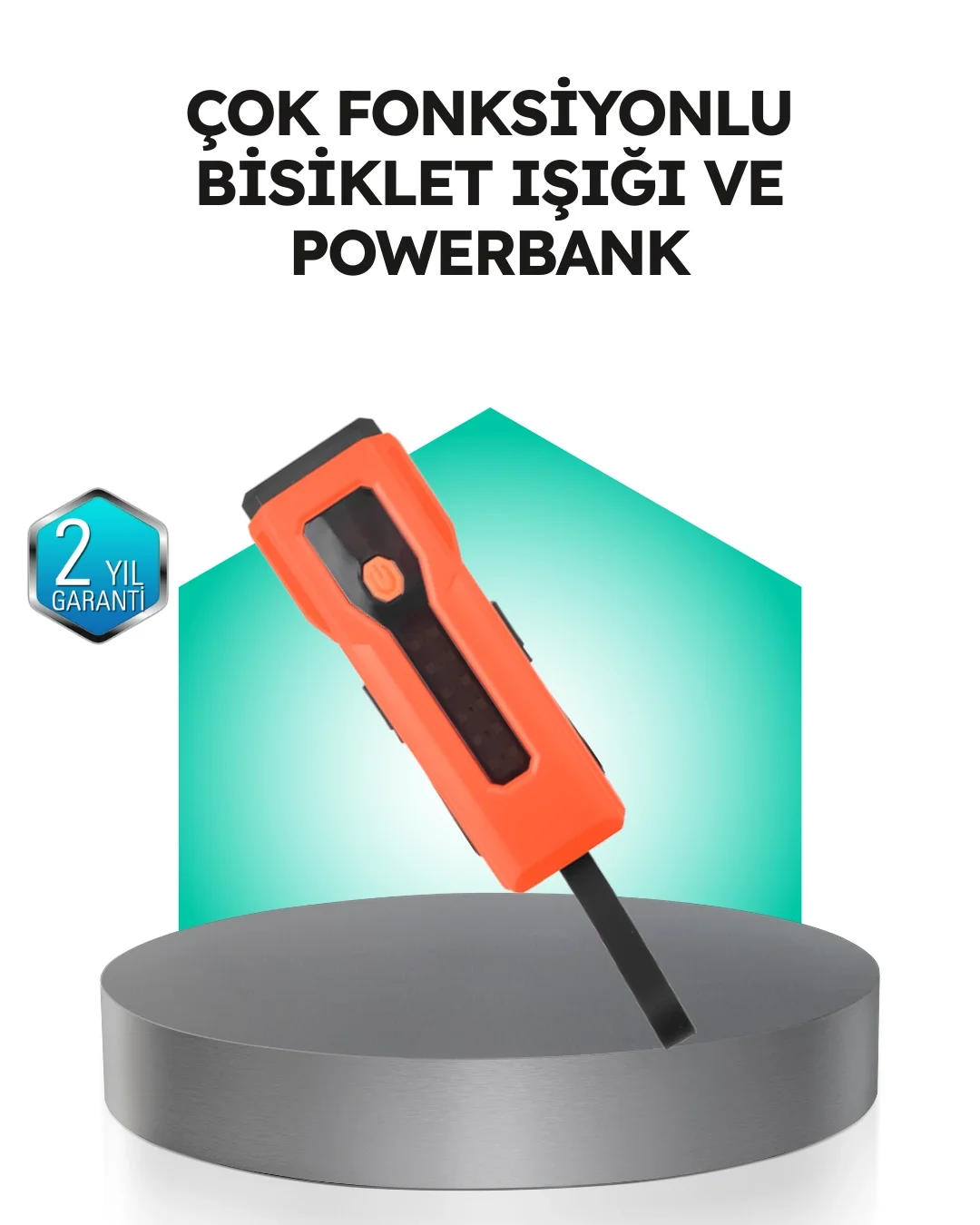 Mey İthalat® 5000 mAh Bataryalı Bisiklet Farı COB Çakar Çok Fonks