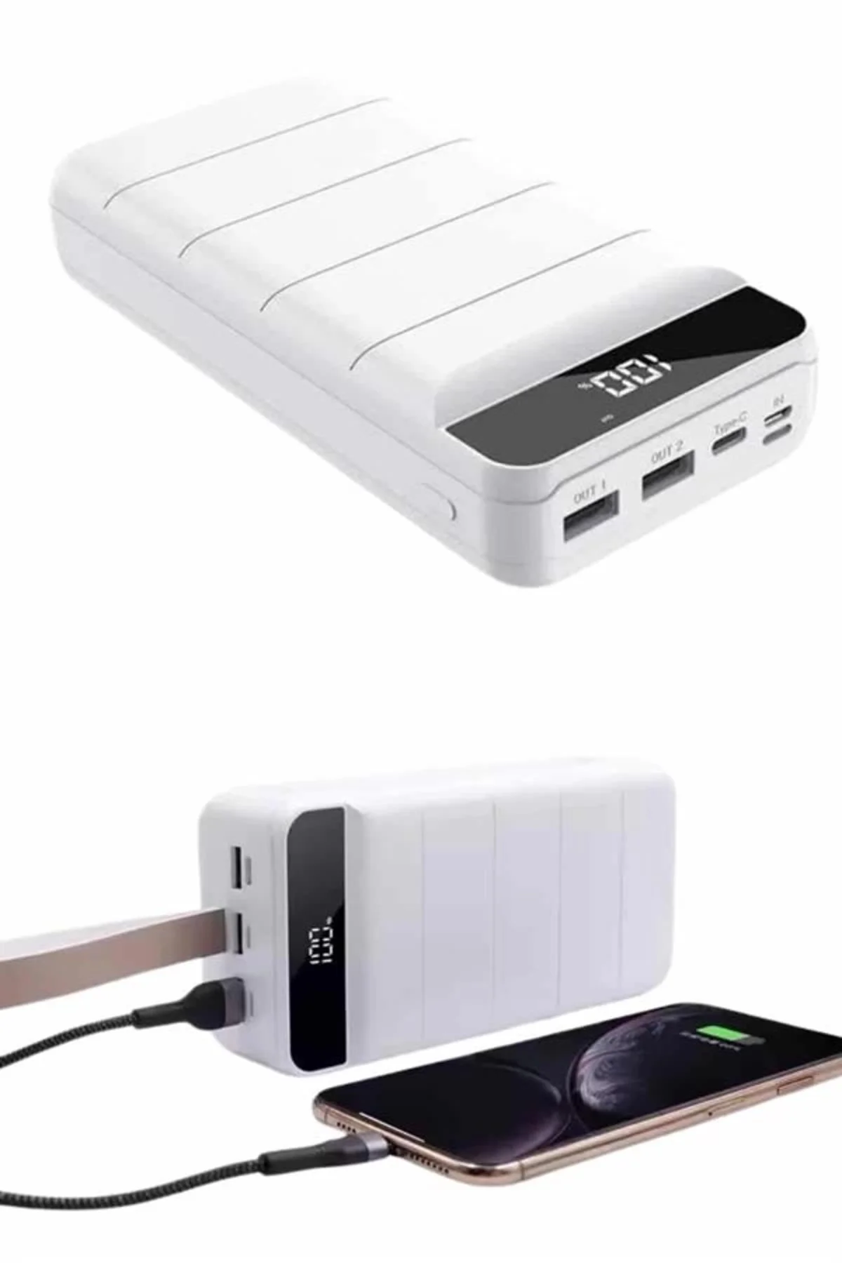 Mey İthalat® 50.000 Mah Powerbank Turbo Hızlı Led Göstergeli Android İOS Uyumlu Taşınabilir Askılı