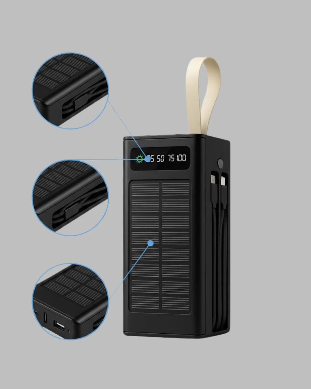 Mey İthalat® 50.000 Powerbank güneş enerjili