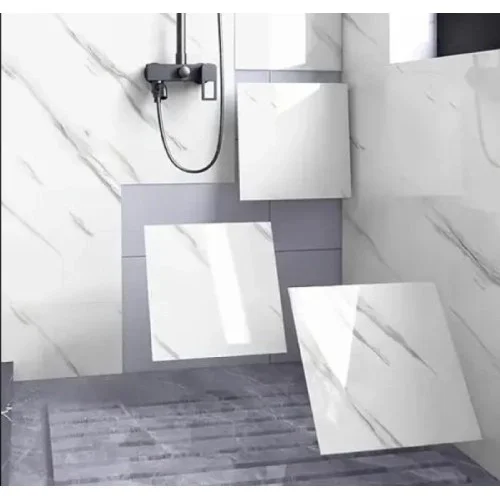 Mey İthalat® 6 Adet Yapışkanlı Beyaz Mermer Desenli Sticker 30x30