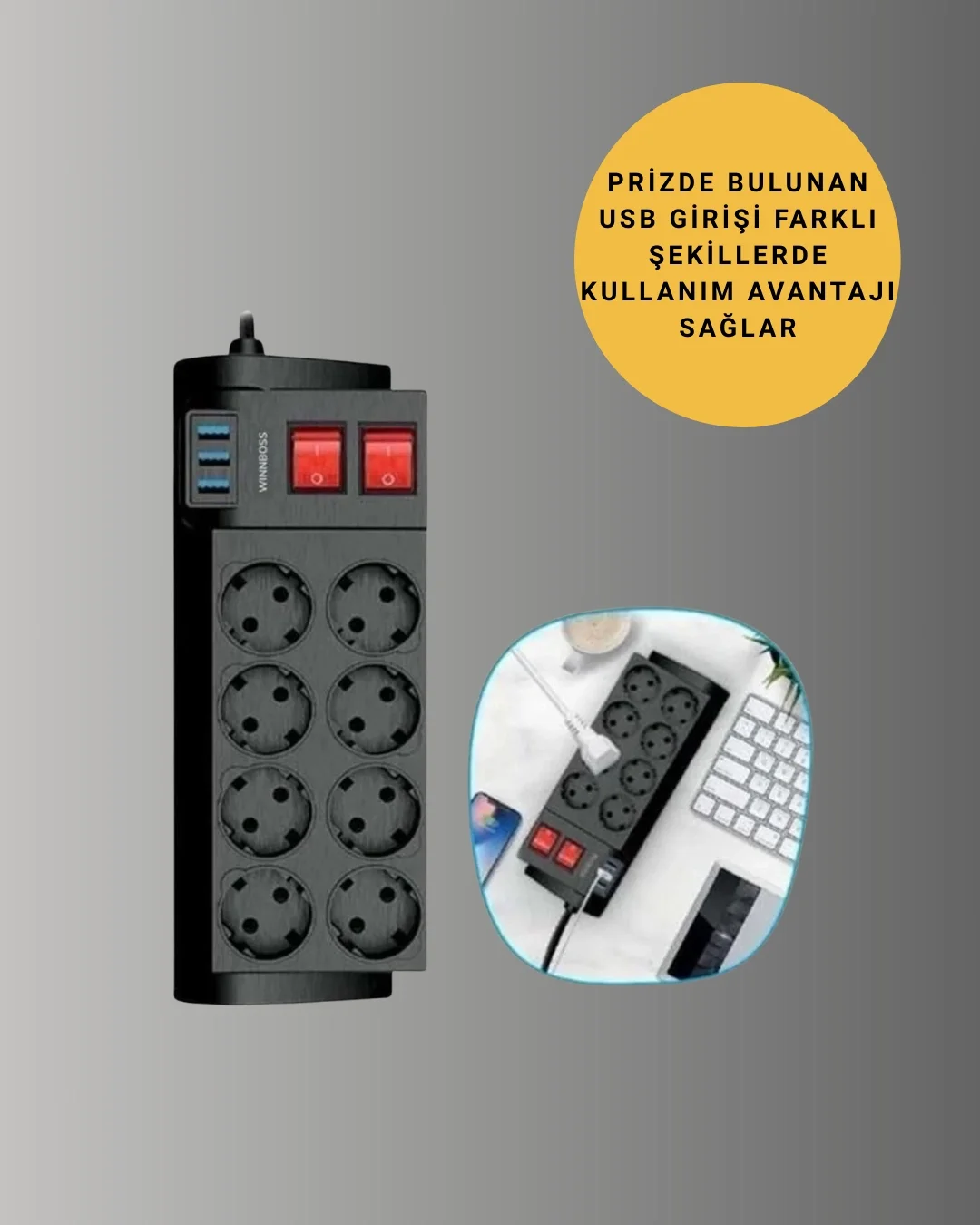 Mey İthalat® 8Lİ PRİZ