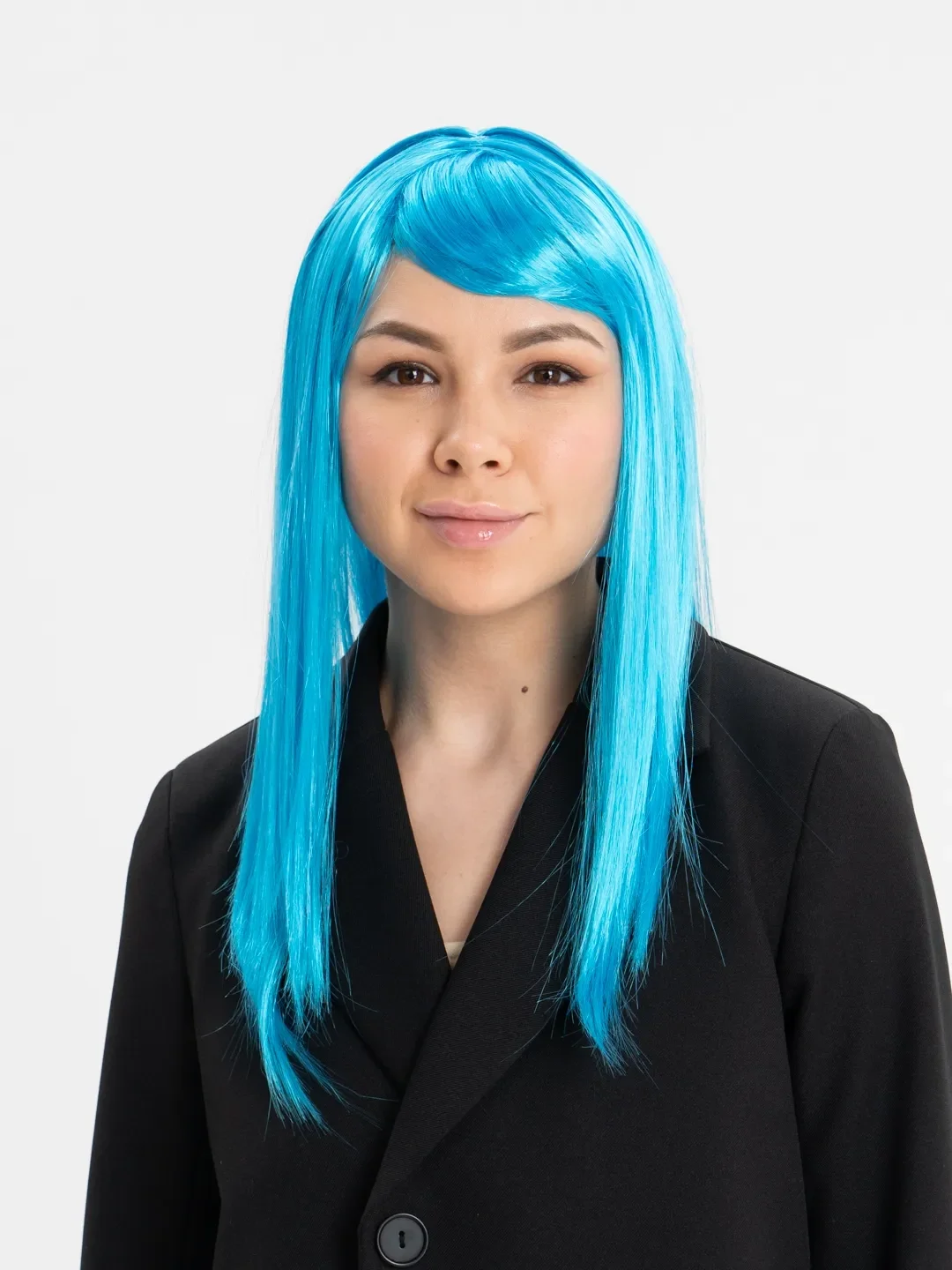 Mey İthalat® Açık Mavi Renk Uzun Düz Parti Peruğu