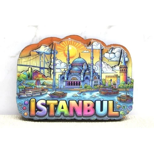 Mey İthalat® Ahşap İstanbul Temalı Magnet - Model 8