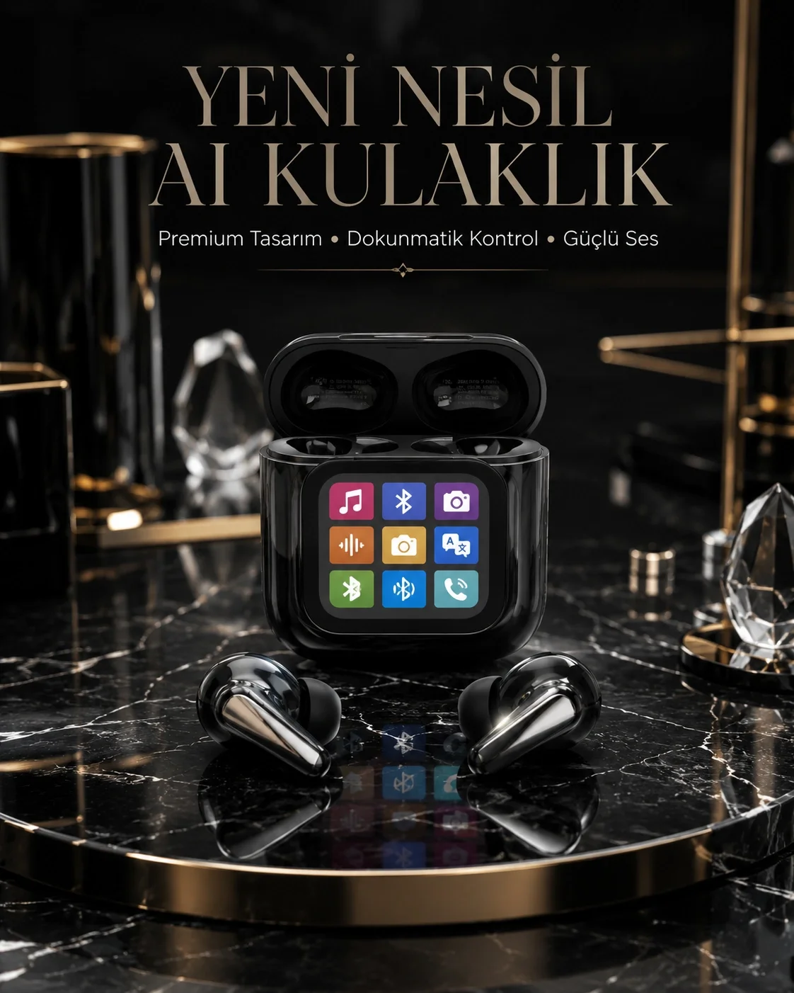 Mey İthalat® AI Bluetooth Kulaklık Akıllı Dokunmatik Kontrol Özel
