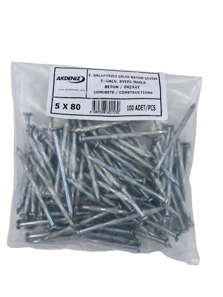 Mey İthalat® Akdeniz 5X80 Kanallı Çelik Çivi 100 lü