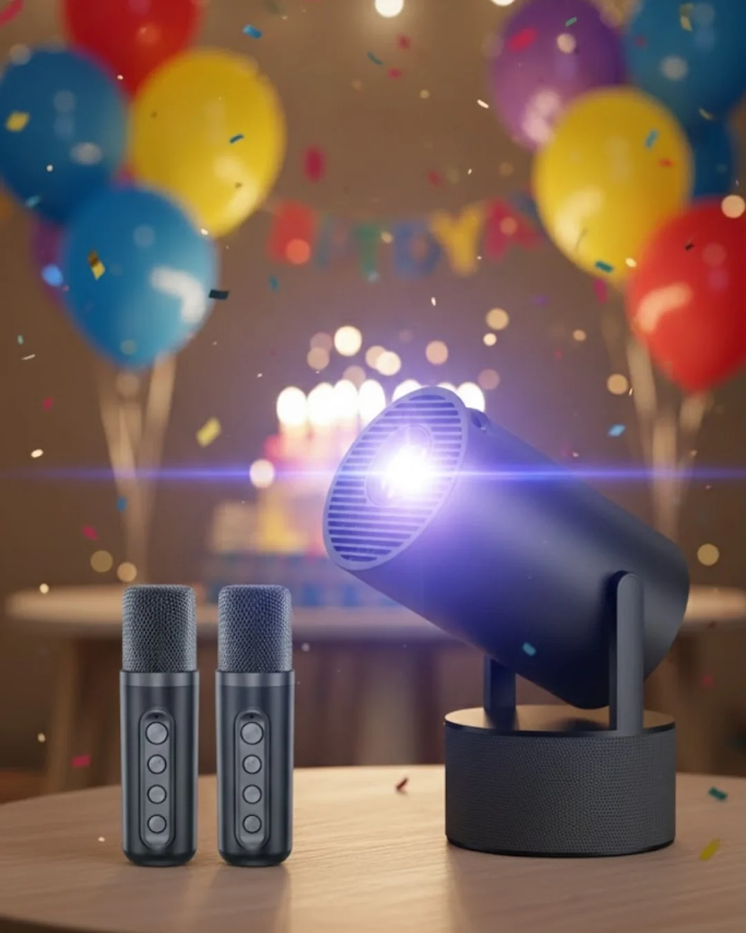 Mey İthalat® Akıllı Projeksiyon Cihazı Karaoke Mikrofonlu 1080P A