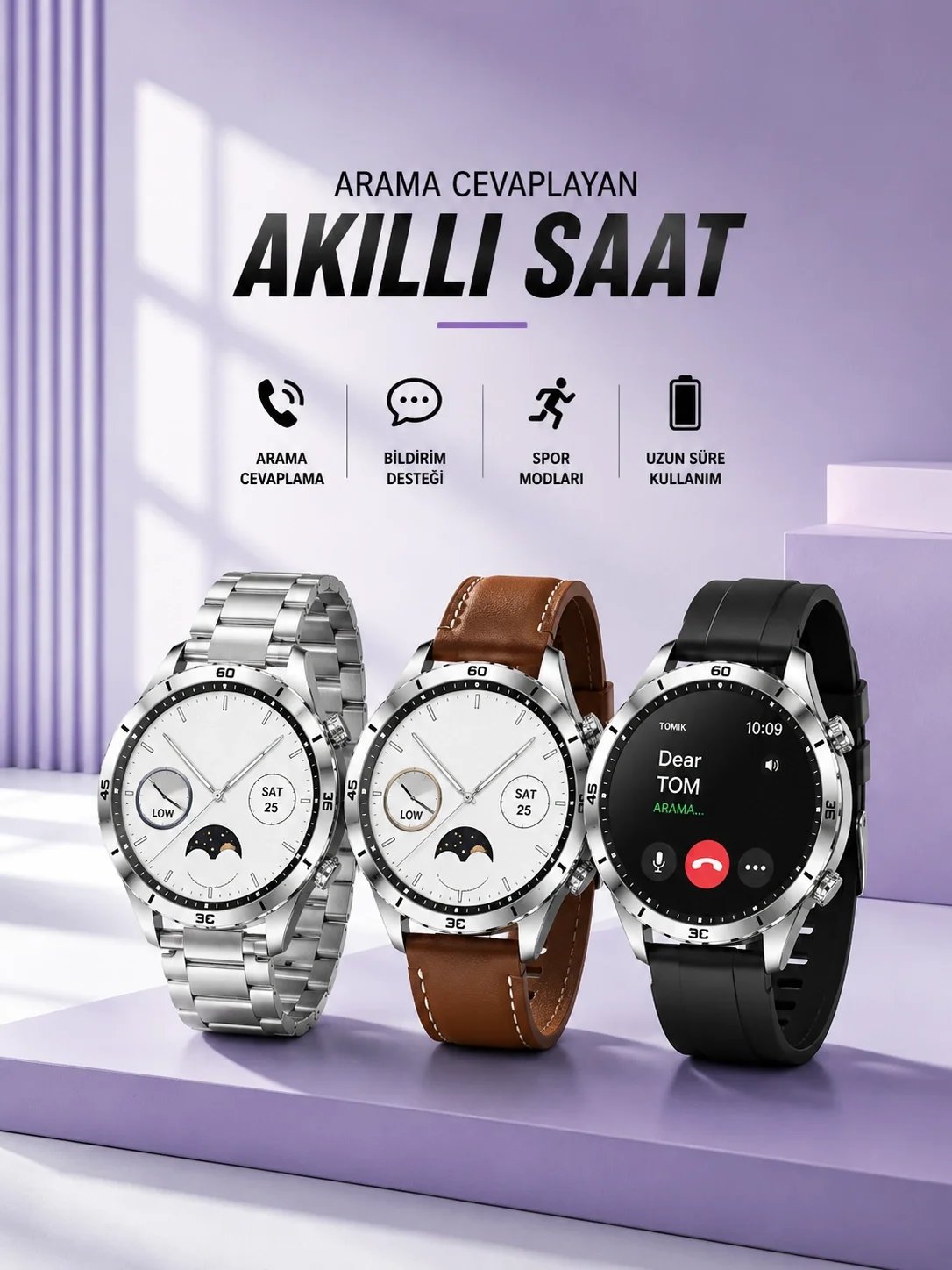 Mey İthalat® Akıllı Saat Bildirim Görme Sesli Görüşme Çoklu Kordo