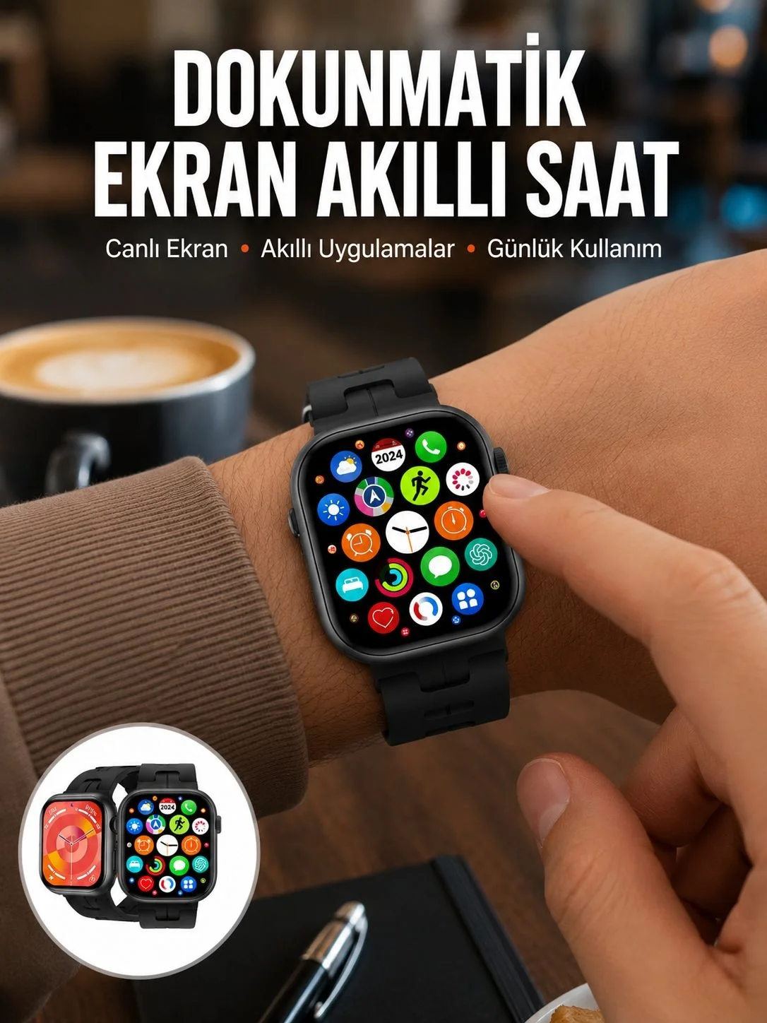 Mey İthalat® Akıllı Saat Android ve İOS Uyumlu Plastik Kordon Yen