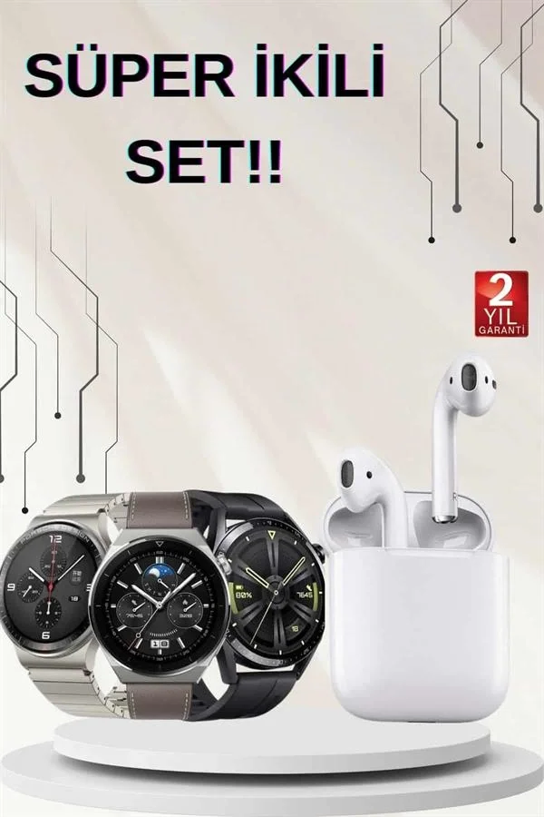 Mey İthalat® Akıllı Saat ve Kulaklık Seti Dokunmatik Ekran 5.0 Bl