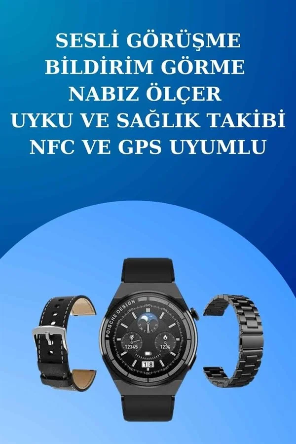 Mey İthalat® Akıllı Saat ve Kulaklık Seti Dokunmatik Ekran 5.0 Bl