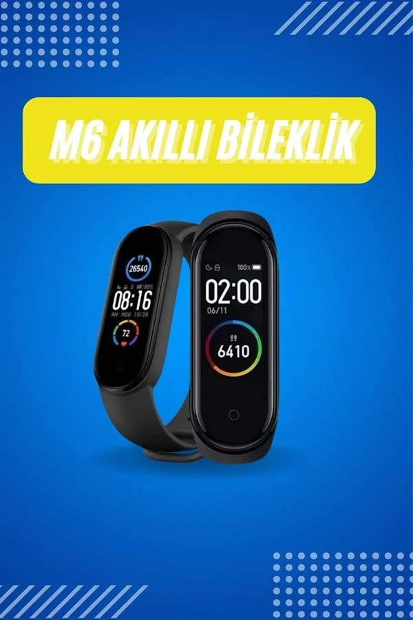 Mey İthalat® Akıllı Uyumlu Bileklik M6 Adımsayar Spor Modları Çağ