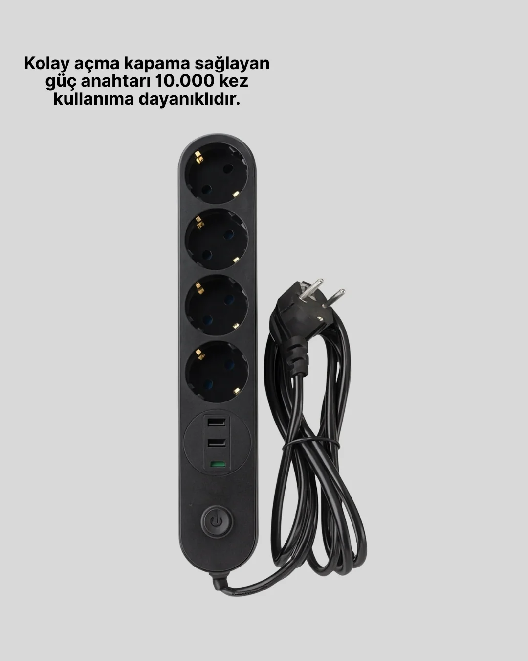 Mey İthalat® Akım Korumalı Çoklu Priz 4’lü 2 USB 1 Type-C 2500W G