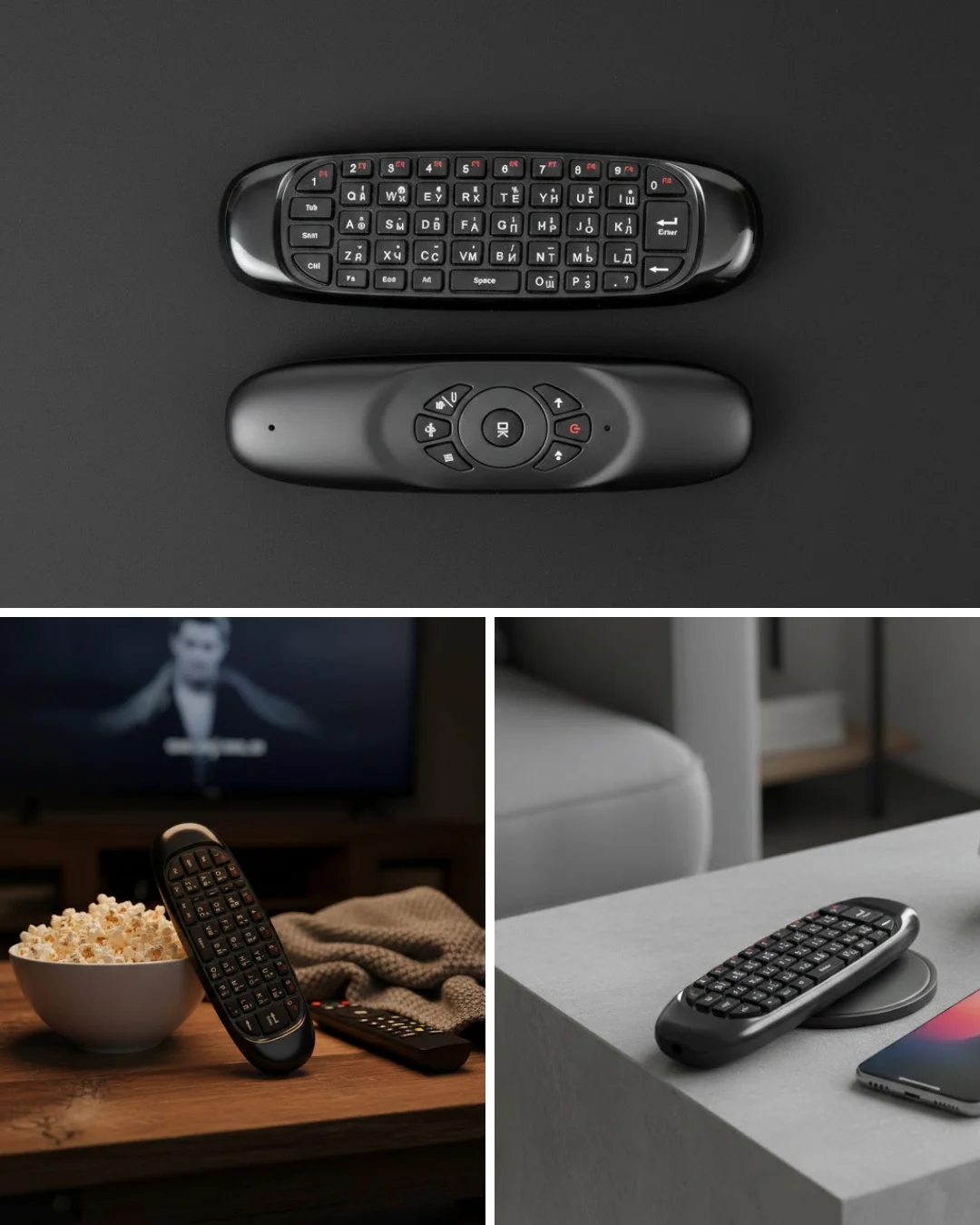 Mey İthalat® Android TV ve PC Uyumlu Kablosuz Hava Fareli Kumanda