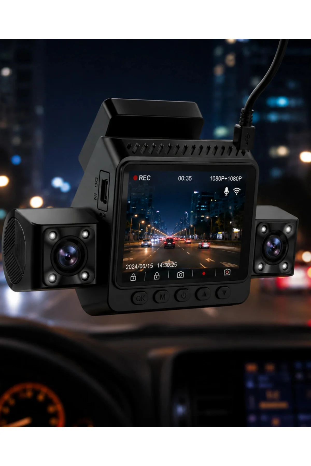 Mey İthalat® Araç İçi Güvenlik Kamerası 4 Lensli Full HD Kayıt Destekli Sistem