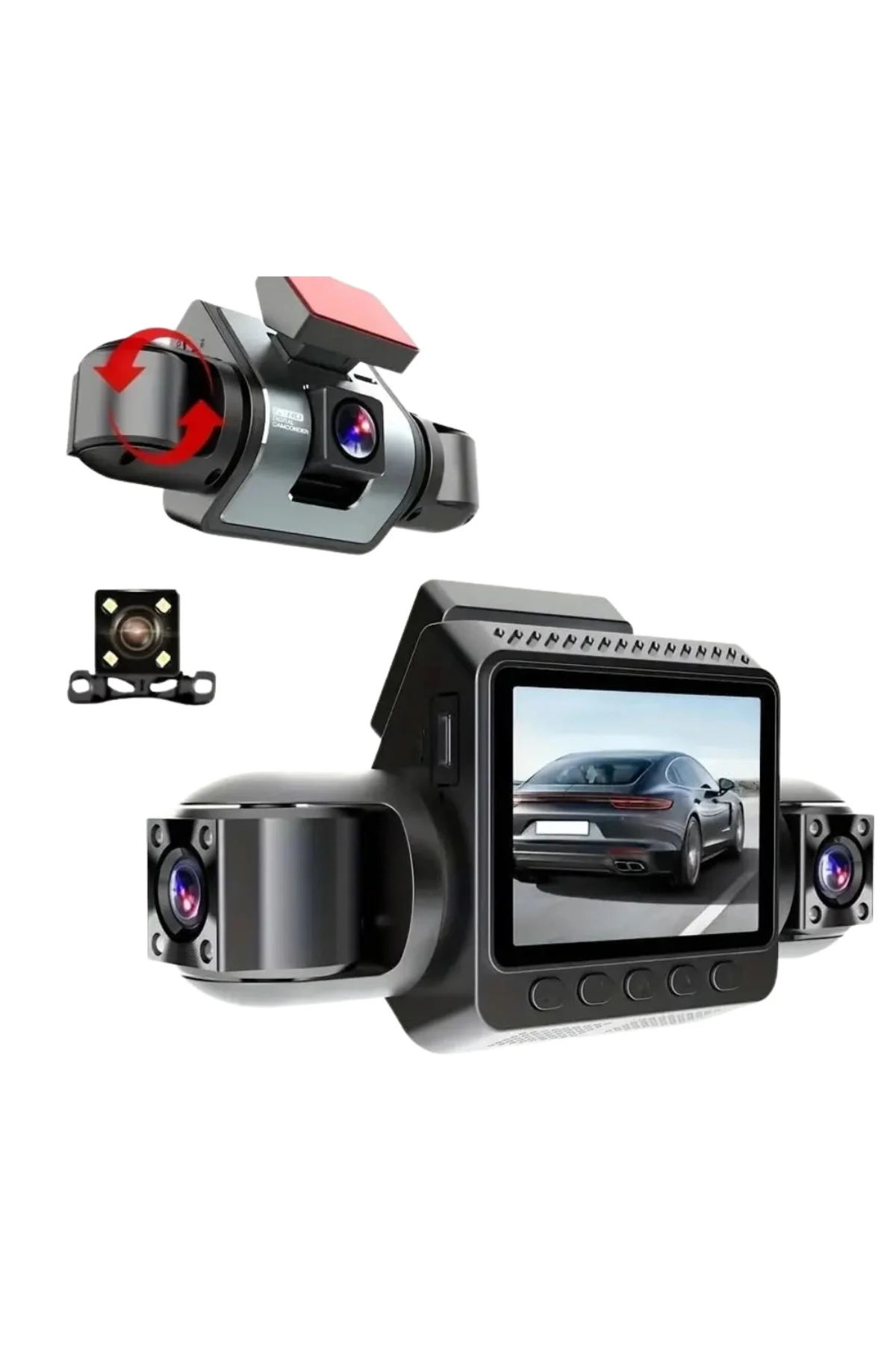 Mey İthalat® Araç İçi Güvenlik Kamerası 4 Lensli Full HD Kayıt Destekli Sistem