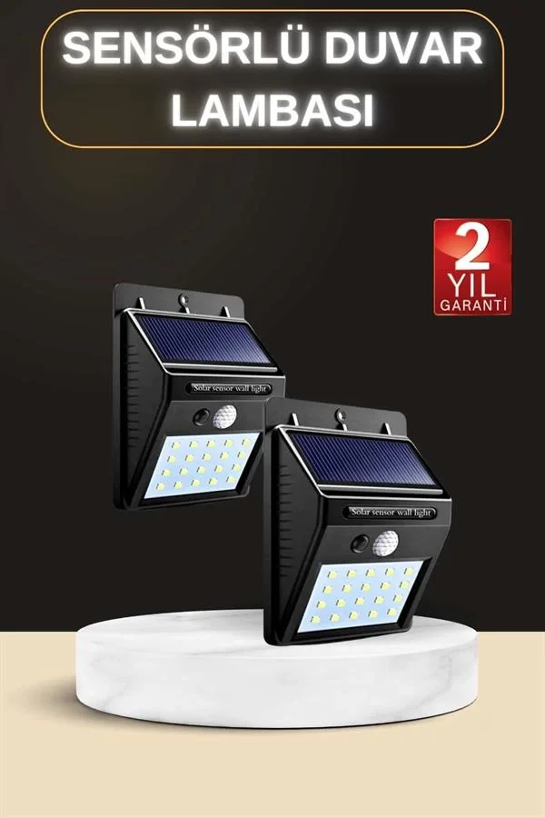Mey İthalat® Bahçe Aydınlatma Sensörlü Güneş Enerjili Duvar Lamba