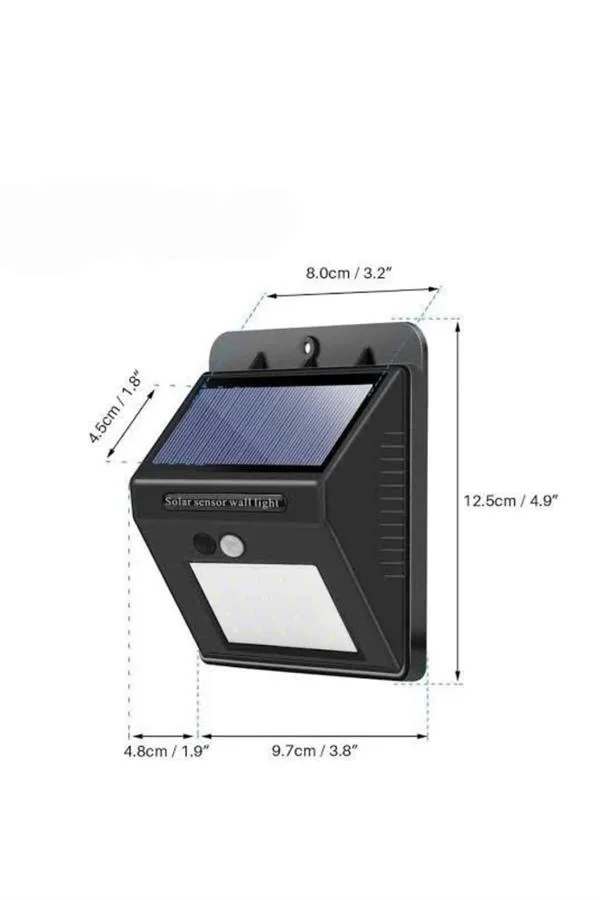 Mey İthalat® Bahçe Aydınlatma Sensörlü Güneş Enerjili Duvar Lamba
