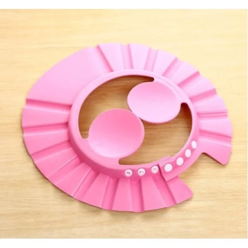 Mey İthalat® Bebek Banyo Şapkası Düğmeli Kulaklıklı Pembe
