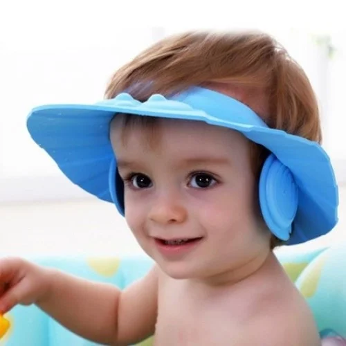 Mey İthalat® BEBEK BANYO ŞAPKASI DÜĞMELI KULAKLIKLI