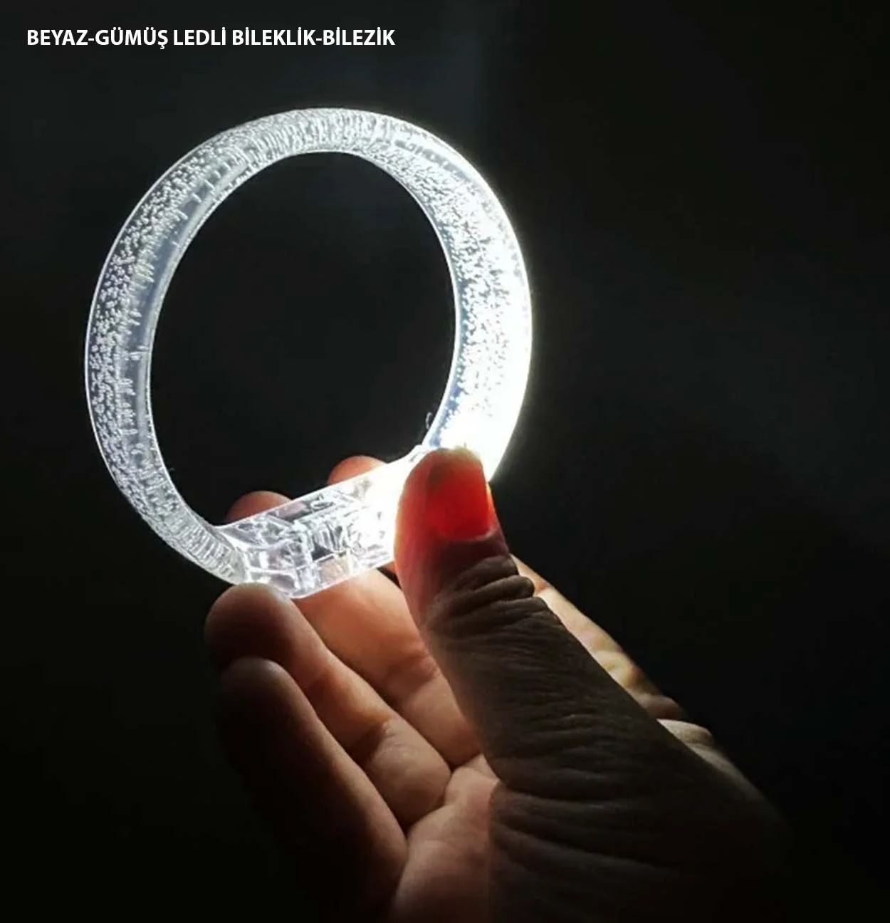 Mey İthalat® Beyaz-Gümüş Led Işıklı Baskı Yapılabilen Pilli Bilek