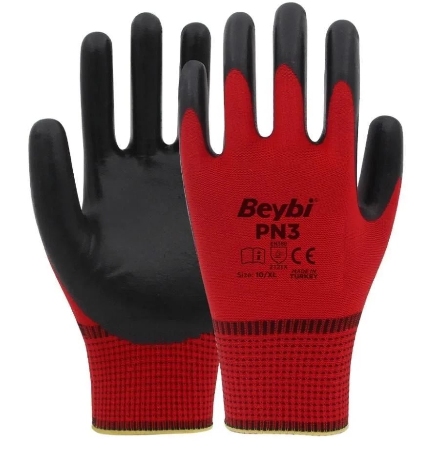 Mey İthalat® Beybi PN3 Nitril Kırmızı İş Eldiveni No:9