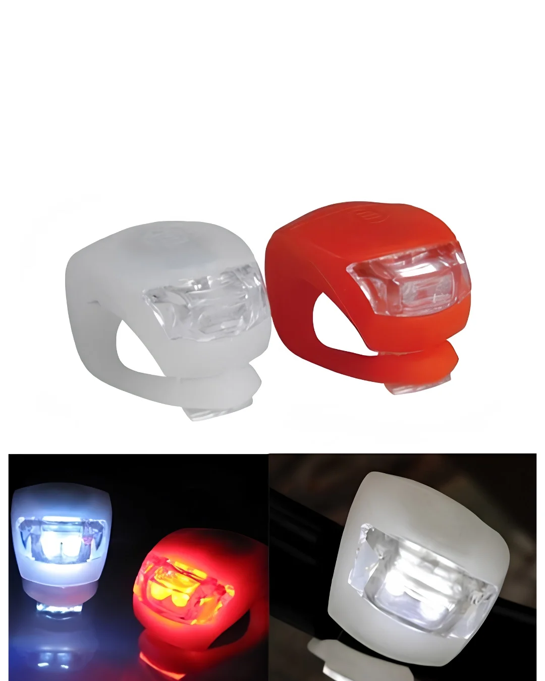 Mey İthalat® Bisiklet Ön Arka Işık Seti Silikon Çakar LED Güvenli