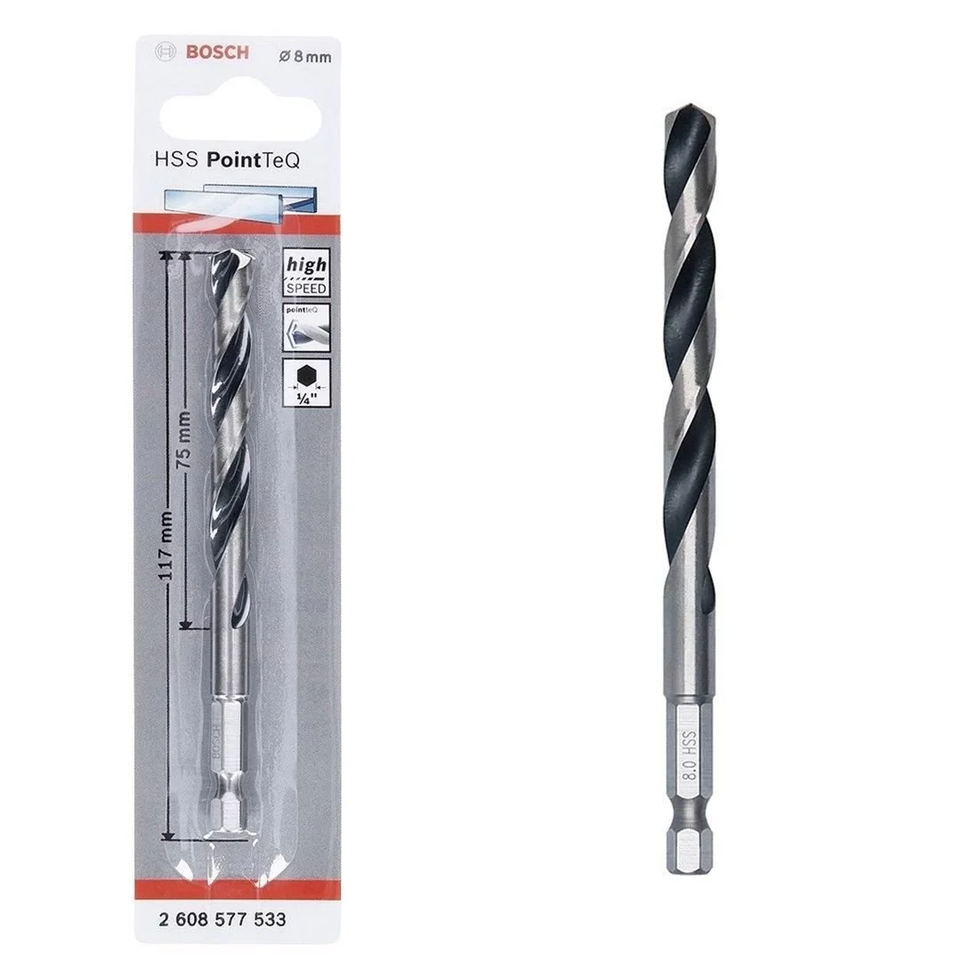 Mey İthalat® Bosch Pointteq Altıgen Şaftlı Hss Matkap Ucu 8 mm Mey İthalat® Bosch Pointteq Altıgen Şaftlı Hss Matkap Ucu 8 mm