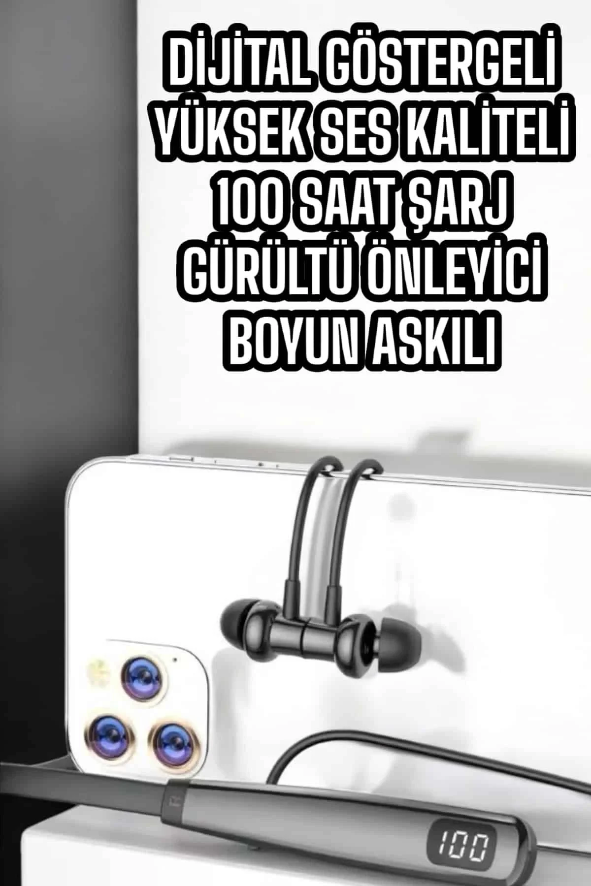Mey İthalat® Boyun Askılı Bluetooth Kulaklık Uzun Şarj Süreli Dij