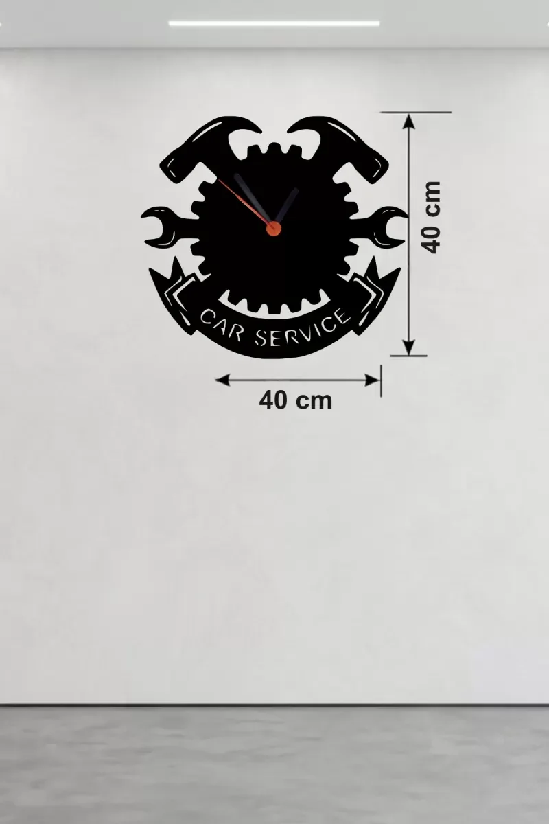 Mey İthalat® Car Service Temalı Ahşap Duvar Saati - 40x40 cm Tekn Mey İthalat® Car Service Temalı Ahşap Duvar Saati - 40x40 cm Tekn