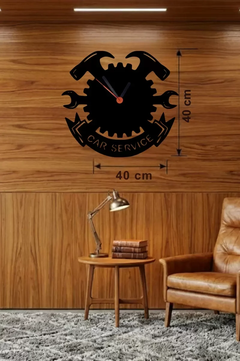 Mey İthalat® Car Service Temalı Ahşap Duvar Saati - 40x40 cm Tekn Mey İthalat® Car Service Temalı Ahşap Duvar Saati - 40x40 cm Tekn