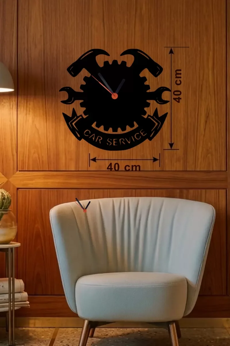 Mey İthalat® Car Service Temalı Ahşap Duvar Saati - 40x40 cm Tekn Mey İthalat® Car Service Temalı Ahşap Duvar Saati - 40x40 cm Tekn