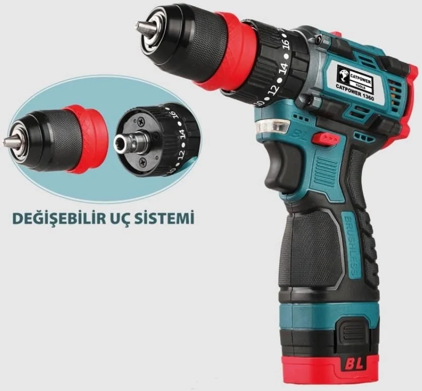 Mey İthalat® Cat Power 1360 Akülü Vidalama Makinesi 16 V 2,0 Ah