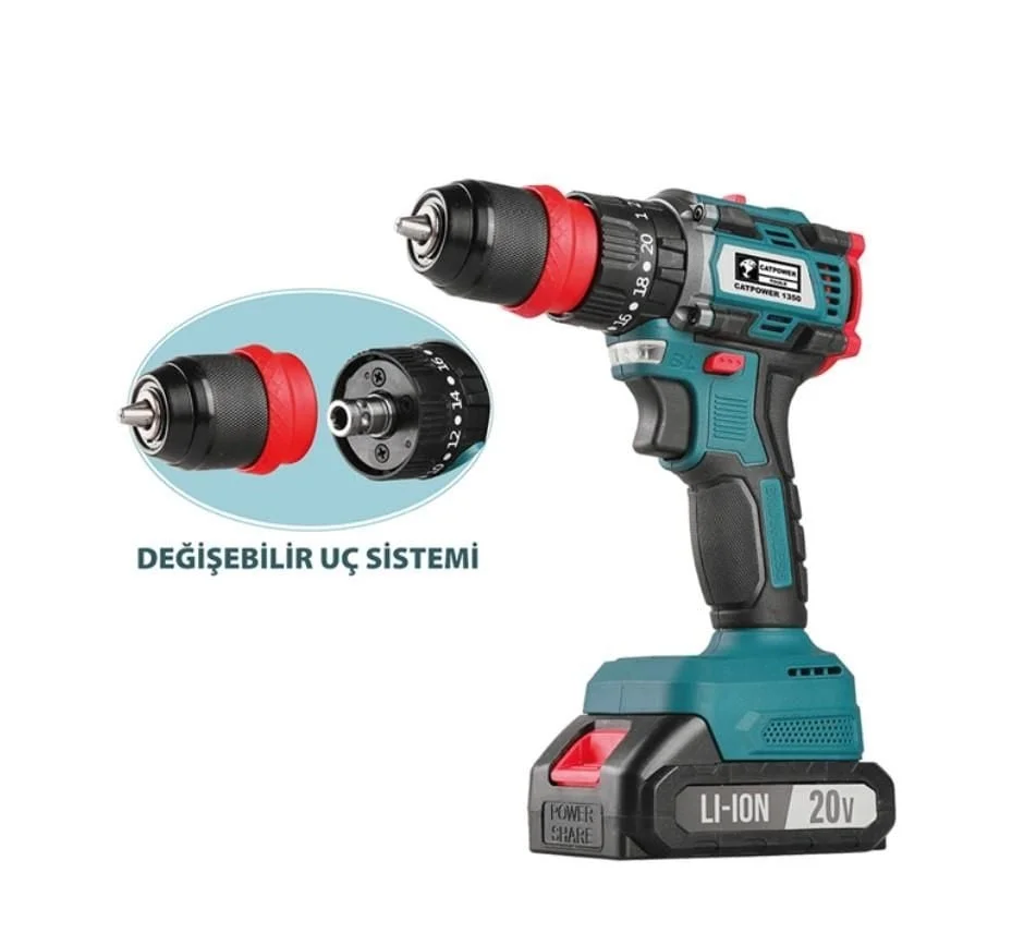 Mey İthalat® Cat Power 1350 Akülü Vidalama Makinesi 20 V 2,0 Ah