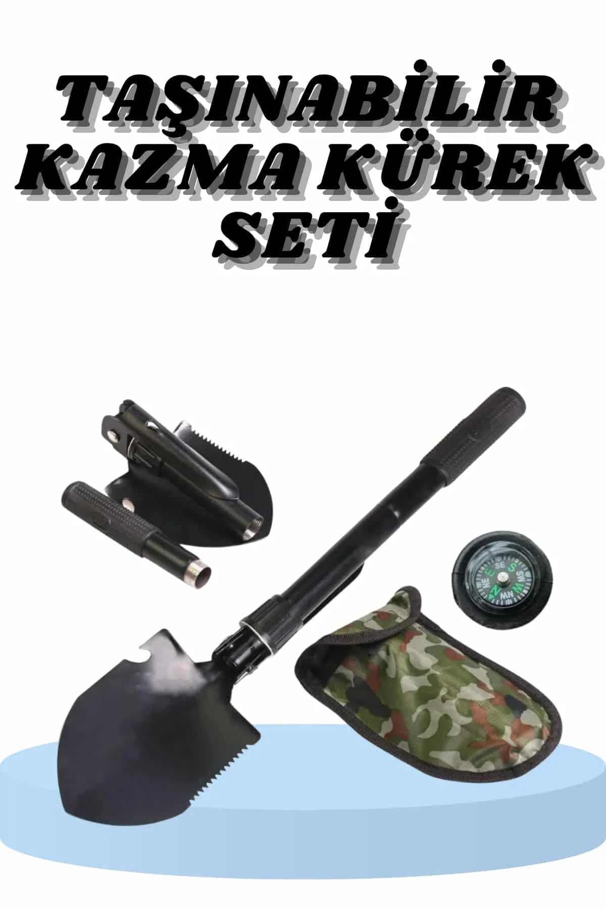 Mey İthalat® Çelik Katlanır Fonksiyonel Kamp Kazma Kürek Ve Kesme