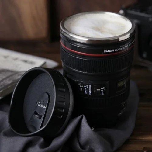 Mey İthalat® Çelik Objektif Lens Tasarımlı Kupa Bardak