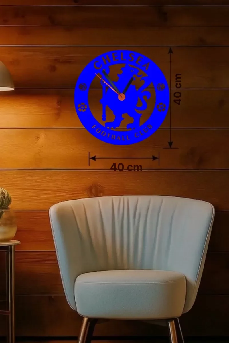 Mey İthalat® Chelsea FC Logolu Ahşap Duvar Saati - 40x40 cm Taraf Mey İthalat® Chelsea FC Logolu Ahşap Duvar Saati - 40x40 cm Taraf