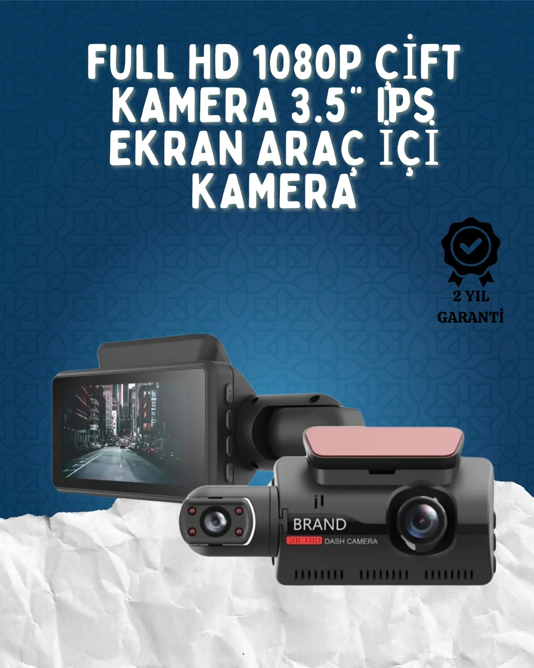 Mey İthalat® Çift Görüşlü Dashcam – Gece Görüşlü 1080P Araç İçi G