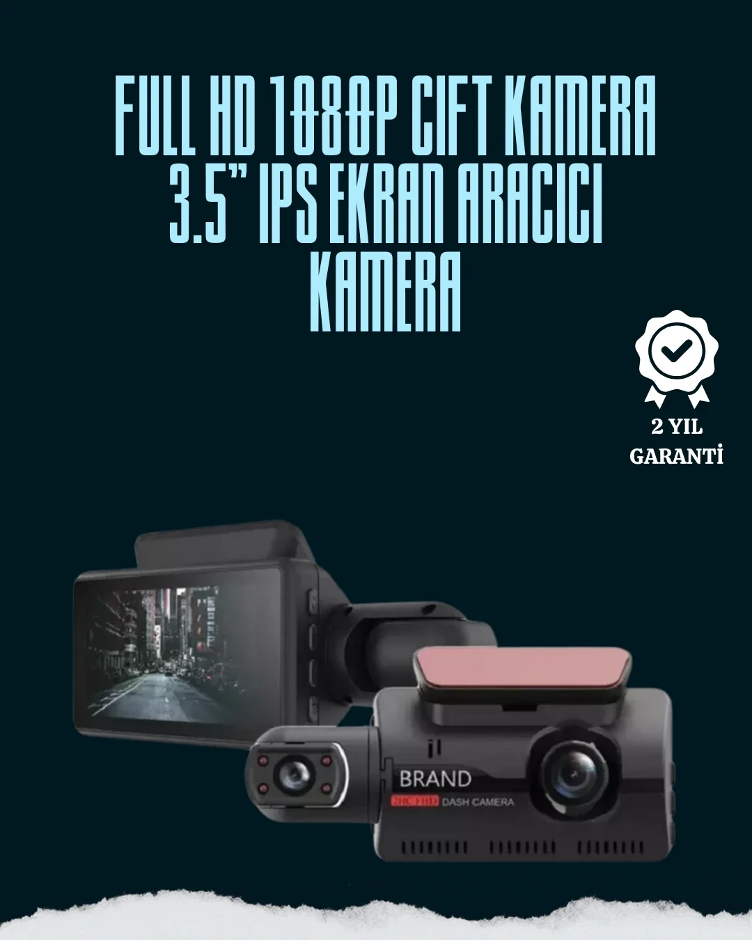 Mey İthalat® Çift Lensli Araç İçi Kamera – Park Koruma, Gece Görü