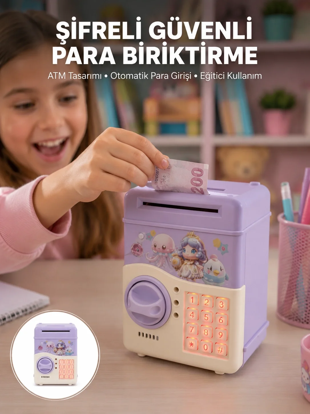 Mey İthalat® Çocuklar İçin Elektronik Şifreli Para Biriktirme Kum