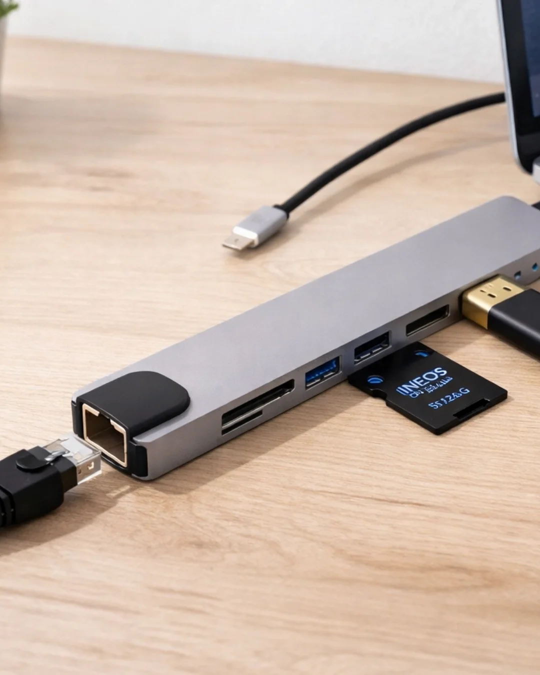 Mey İthalat® Çok Fonksiyonlu Type C Hub USB HDMI Ethernet Kart Ok
