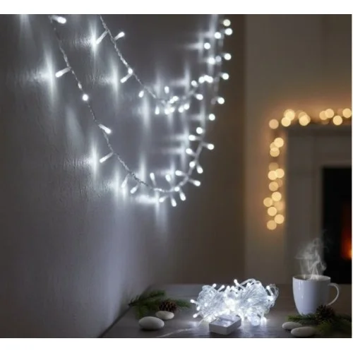 Mey İthalat® Damla Uçlu Beyaz Işık Şeffaf Kablo  10m 100 Led