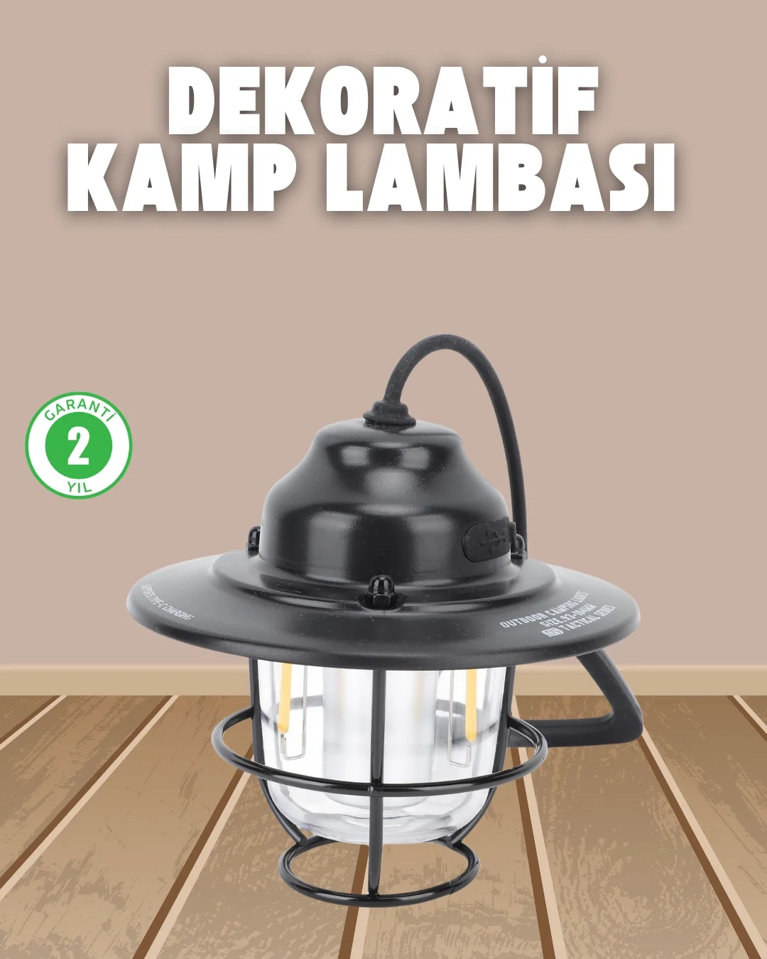Mey İthalat® Dekoratif ve Fonksiyonel Taşınabilir Kamp Gece Lamba