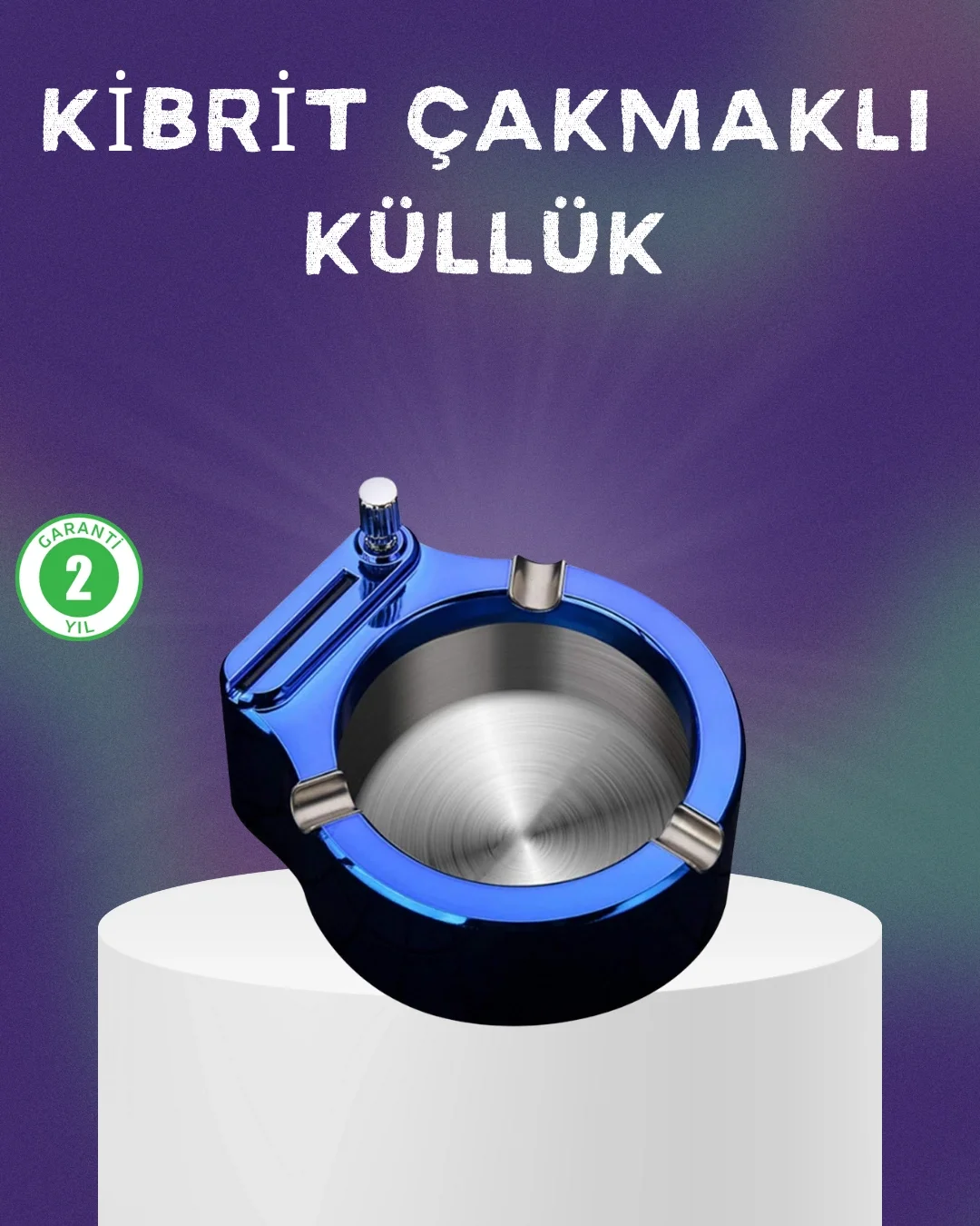 Mey İthalat® Dekoratif Çakmaklı Küllük Kolay Temizlenebilir Metal