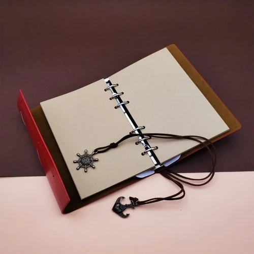 Mey İthalat® Deri Pusula Tasarımlı Defter