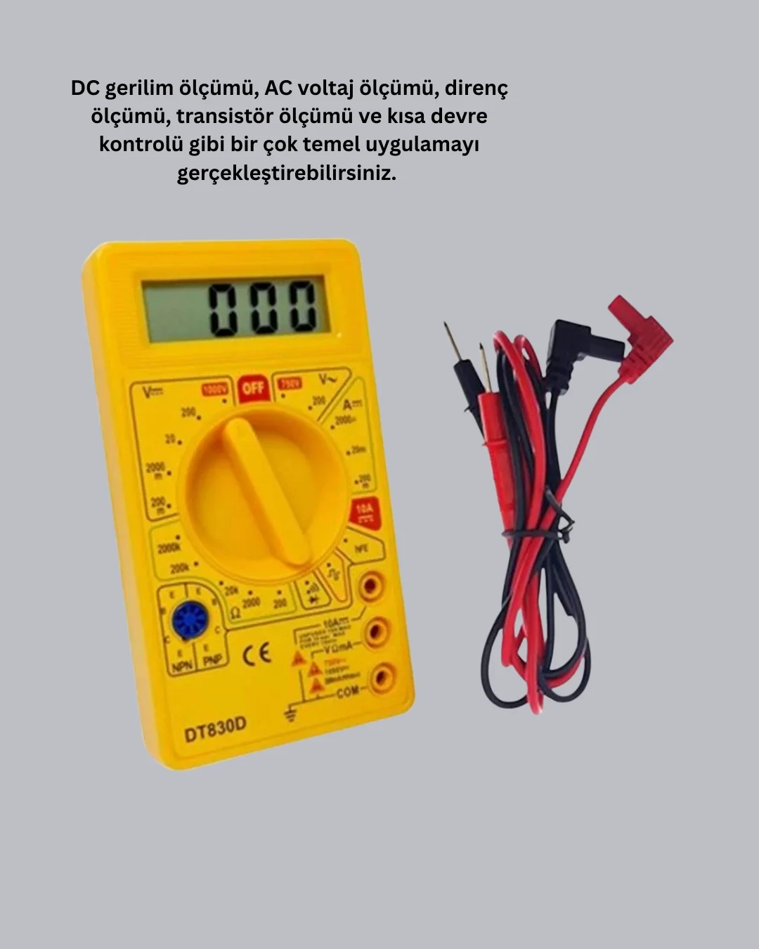 Mey İthalat® Dijital Multimetre Ölçü Aleti AC DC Ölçüm ve LCD Ekr