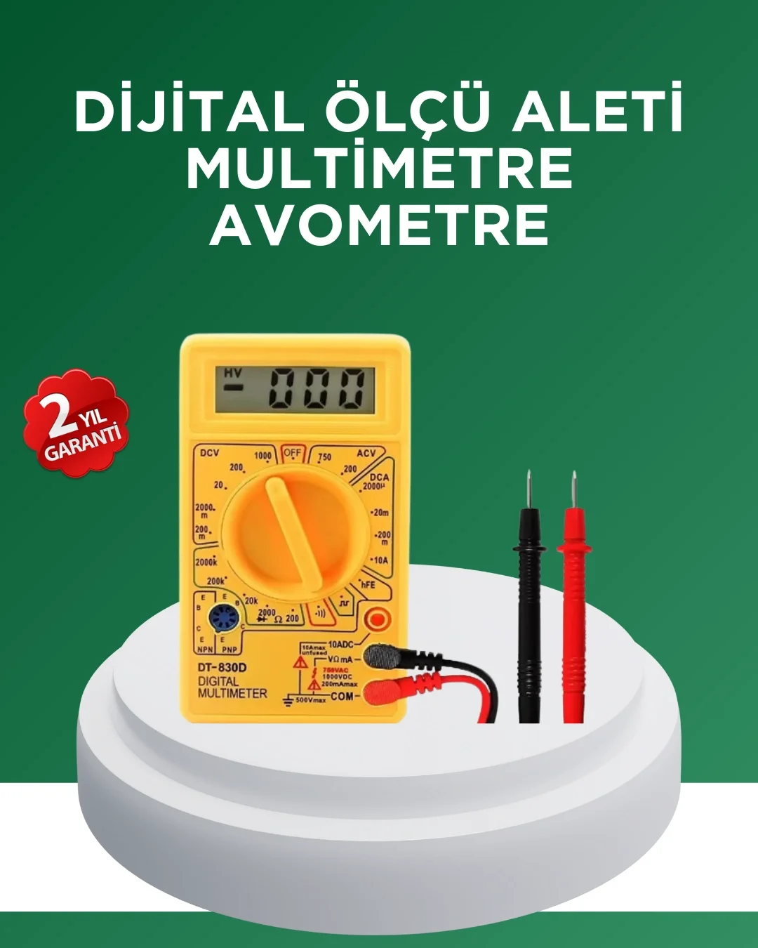 Mey İthalat® Dijital Multimetre Ölçü Aleti AC DC Ölçüm ve LCD Ekr