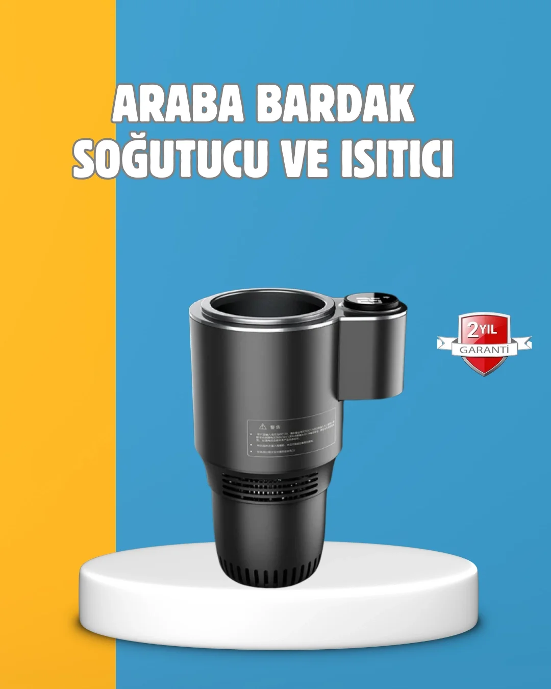 Mey İthalat® Dijital Ekranlı Akıllı Bardaklık Araç İçi Termal Isı