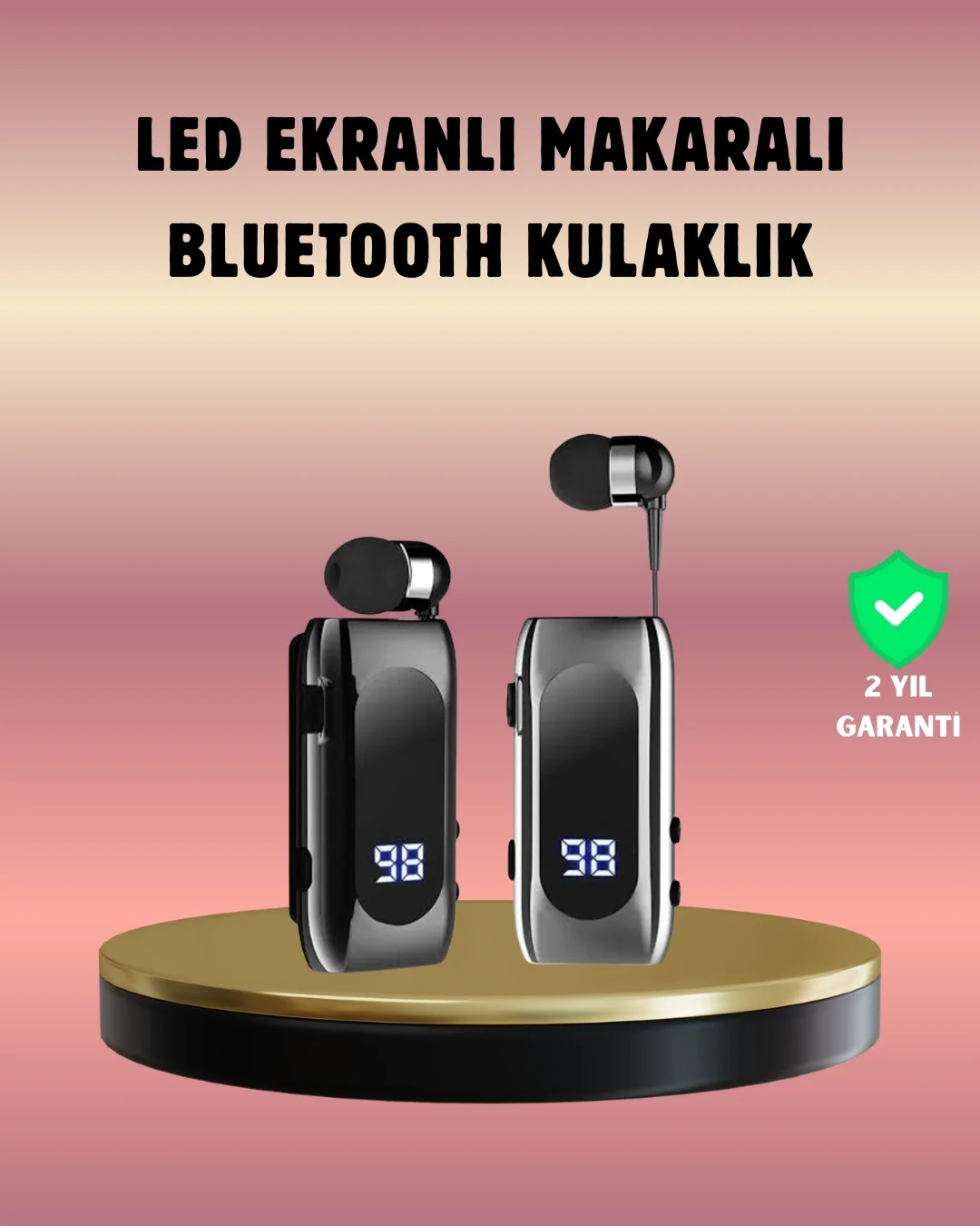 Mey İthalat® Dijital Göstergeli Bluetooth Kulaklık – Klipsli ve Ş